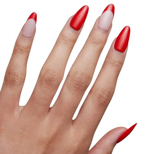 PaintLab First Class Red French Tip Press On Nails, Medium Almond 30pc Nail - color: First Class