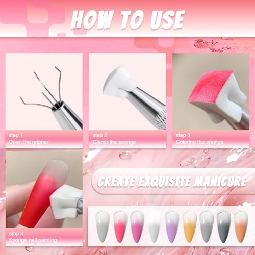 9 Colors Pigment Powder for Nails, Ombre Aura Nail Pigment Powder Palette Set and Nail Art Sponges with Grabbing Pen, Pigmentos para Uñas, A - color: multicolored-A
