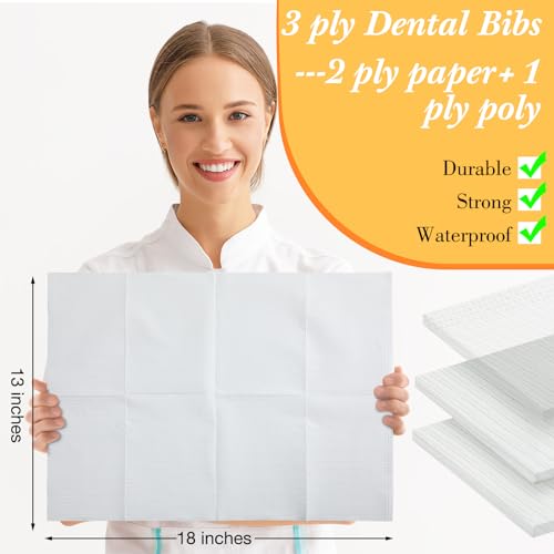 Newwiee 250 Pcs Disposable Nail Table Towels Mat, 13'' x 18'' Patient Bibs 3 Ply Waterproof Tattoo Bibs Nail Towels Paper Tray Covers Clean Pads Tattoo Supplies (White) - color: White