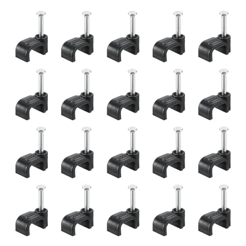 uxcell Cable Clips with Steel Nail, 100Pcs 7mm/0.28" Plastic Cable Wire Clips, Ethernet Cable Clips Nail in Cable Clips for Home Wires Cables Cords Management, Black - size: 7mm