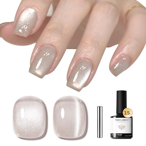 modelones Nude Cat Eye Gel Nail Polish Soak Off UV/LED Gel Polish 15ML - color: A3-Glass Cat Eye