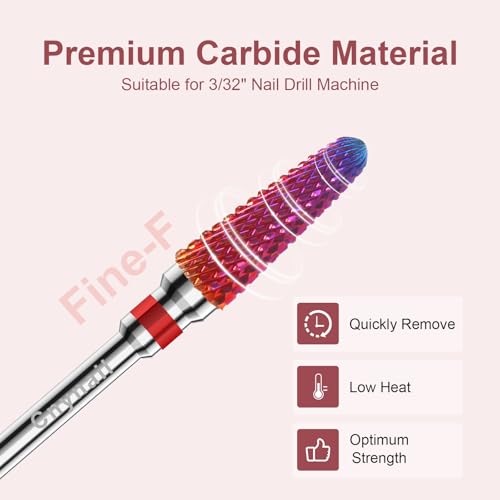 3/32" 2PCS Clean Cone Carbide Cuticle Cleaner Bit for Nail Prep & Cleaning - color: 008 Purple, size: F