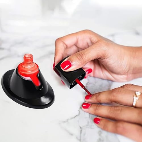 Silicone Nail Polish Holder - Anti-Spill Bottle Stand with Finger Separators, Portable Manicure Tool，Black