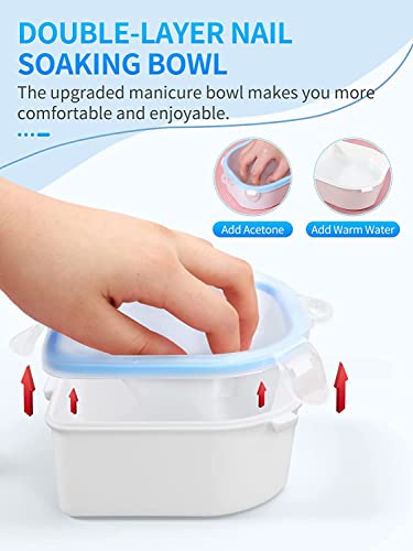 Yokilly Nail Soaking Bowl Set: Soak Off Gel Polish Remover Manicure Bowl - color: Blue-3pcs set