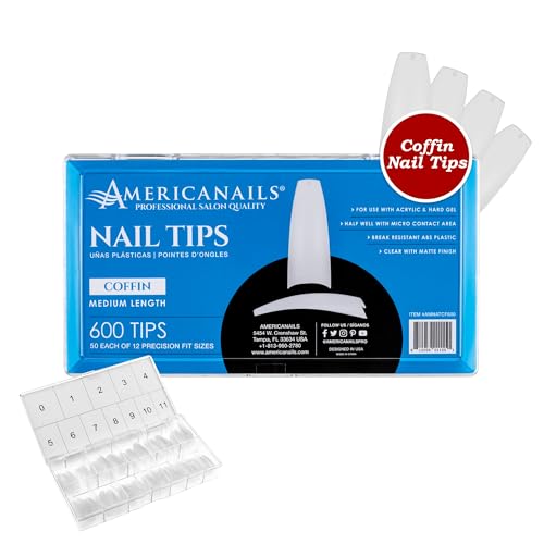 Americanails Nail Tips - Coffin 600ct - color: Coffin, size: 600 Nail Tips