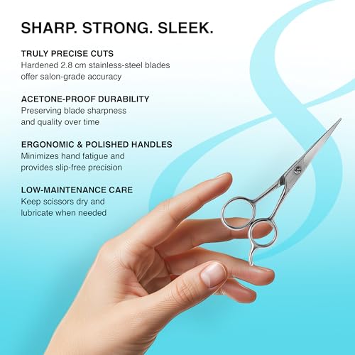 Cre8tion Stainless Steel Nail Scissors S03, Acetone-Proof Blades, 5" - size: 5 Inches