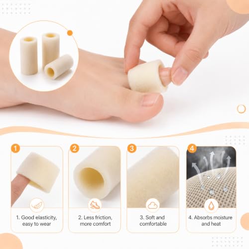 4 Pack Cuttable Toe Tubes Sleeves Foam Toe Protectors Bandages