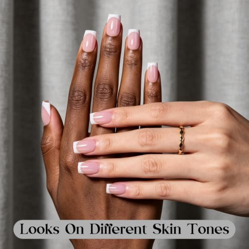 Beetles French Tip Press On Nails with Nail Glue, 150 Pcs Short Square - color: 1e - Tips & Glue - S