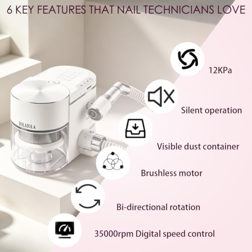 2 in 1 Professional Nail Drill and Dust Collector,Low Noise