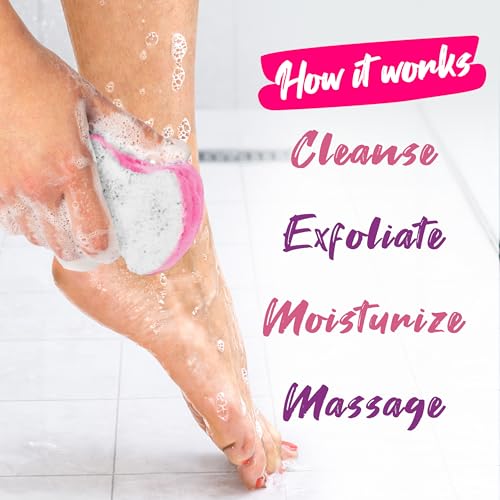 Spongeables Pedi Scrub Foot Exfoliating 20+ Wash Sponge, Lavender, 2 Count, Includes Storage Case - color: Lavender Tea Tree Oil, size: 2 Count + Storage Case