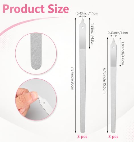 6PCS Diamond Nail Files for Natural Nails, 2 Sizes Double-Sided