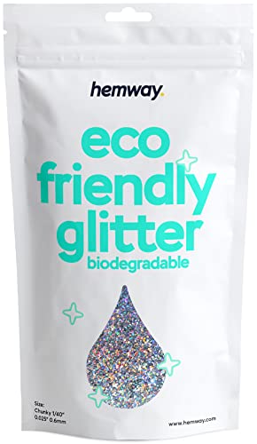 Hemway Biodegradable Glitter Silver Holographic 3.5oz Eco Friendly Chunky - color: Silver Holographic, size: Chunky (1/40" 0.025" 0.6mm)