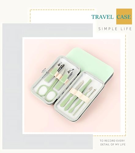 Manicure Set, 7 Pcs Matcha Green Professional Manicure Pedicure Set