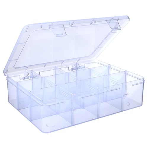 Plastic Organizer Box, 12 Grids Tackle Box Organizer Compartment - color: clear, size: Large 12 Grids
