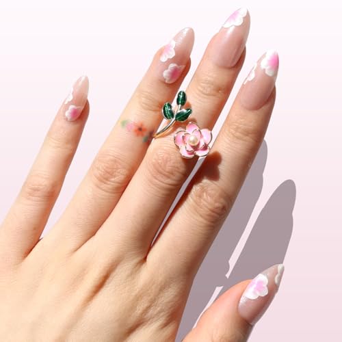 Nail Reformation Press On Nails, Sakura Glow | Medium Almond Fake Nails - color: Sakura Glow