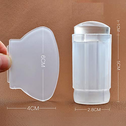2 Sets Silicone Nail Art Stamper Jelly Heads with Scraper Nail Stamping Kits for DIY Nail Decor Clear