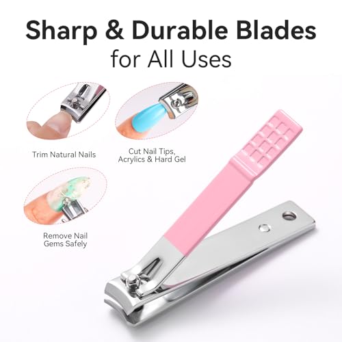 Makartt Pink Cuticle Trimmer Set with 2 Pushers, Nail Clipper & Nipper - size: Cuticle Tools-4pcs
