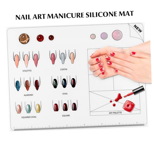 Ipetboom Acrylic Nail Mat Silicone Training Sheet - Manicure Mat Practice Pad - Flexible Roll Up Nail Art Trainer Sheet for Application Fingernails Practice Supply