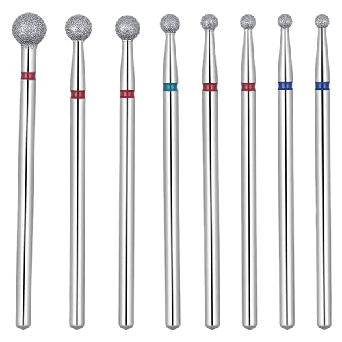 8 PCS Cuticle Ball Bit Nail Drill Bit Sets Ball Drill Bits for Nails Various Sizes 3/32 Inch Professional Manicure Pedicure Nails Salon Tools for Nail Technician