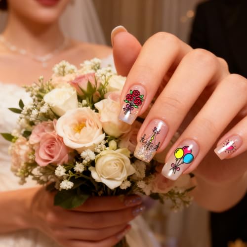 PH PandaHall 3pcs Wedding Nail Stamping Plates Valentine Nail Art Plates Balloon Celebration Bouquets Cakes Nails Image Plates Hearts Bows Stencils for Women DIY Ceremony Party Manicures Salon Design - style: Wedding