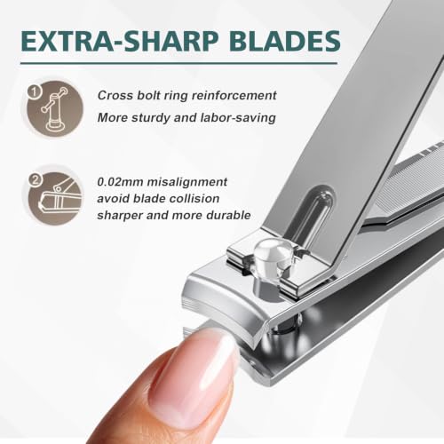 Nail Clippers Set,Fingernail&Toenail Clippers with Nail File,Silver - color: Silver