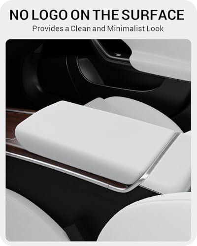 BASENOR Upgraded Center Console Armrest Cover for Tesla Model S Model X - size: Model S/X White
