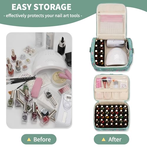 CUBETASTIC Nail Polish Organizer Case, Cartoon Green, 45 Slots - color: Cartoon Green, size: 45 Slots