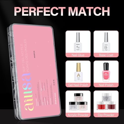 AILLSA Medium Coffin Full Cover Matte Thickened Nail Tips