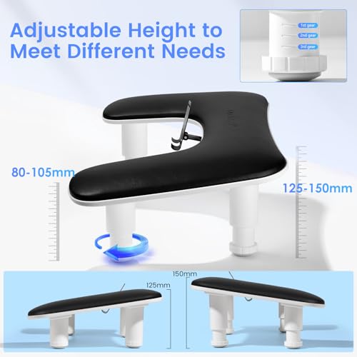 U-Shaped Manicure Arm Rest for Nails Tech with Rotating Phone Stand, Black - color: 3nd Gen Black