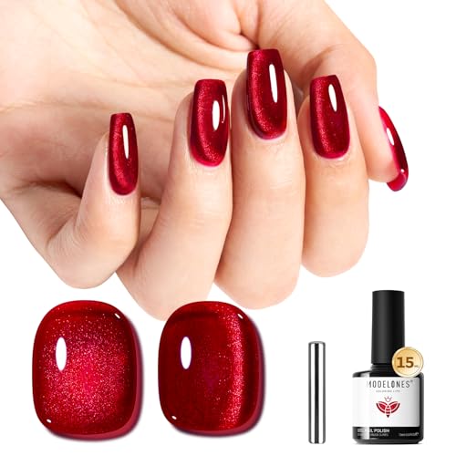 modelones Red Cat Eye Gel Polish Burgundy Red Gel Polish - color: A1-Red Cat eye