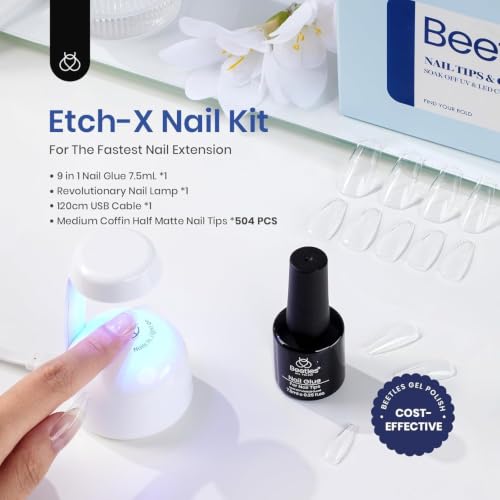 Beetles Gel Nail Kit Nail Extension Set With Etch X Nail Tips 504Pcs