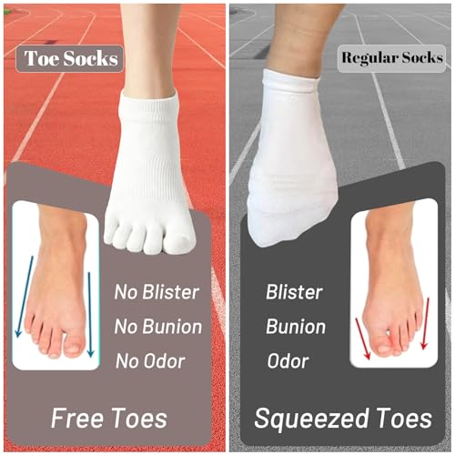 Toe Socks Women, Ankle Cotton Five Fingers Socks for Running - color: 5 Pairs Black