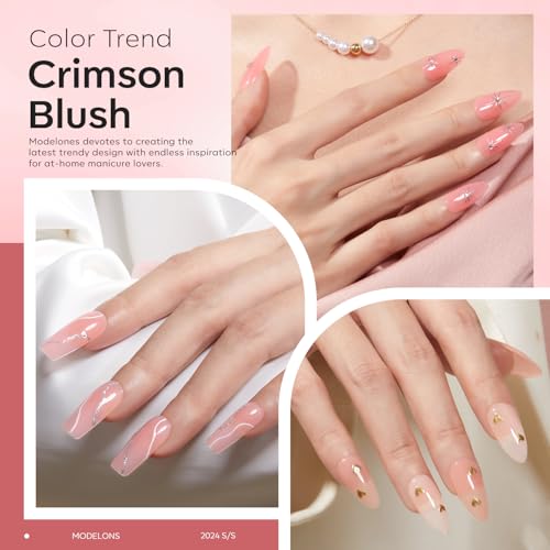 modelones Builder Nail Set, Base Colors 8-in-One Jelly Nude,6 Colors - color: Builder Crimson Blush Translucent