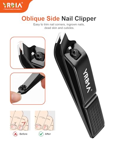 4 Piece Ultra Sharp Nail Clipper Set with Glass File & Tin Box, Black - size: 4-piece set