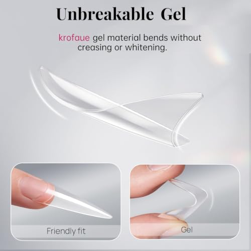 krofaue Extra Long Stiletto Nail Tips - False Clear Nais - color: Clear Long Stiletto