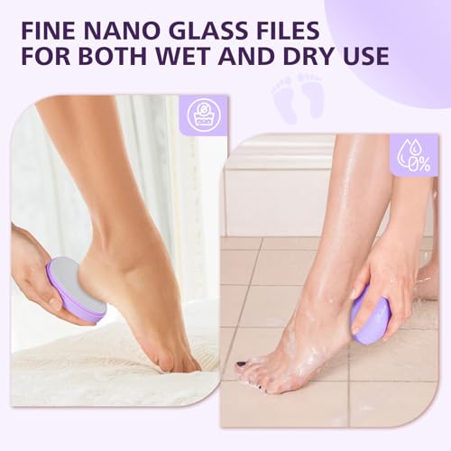 BALUCA Glass Foot File Callus Remover for Feet - Nano Glass Foot Scraper Scrubber Dead Skin Removal for Cracked Heels,Professional Pedicure Tool for Home, Salon, and Travel (Purple) - color: Purple