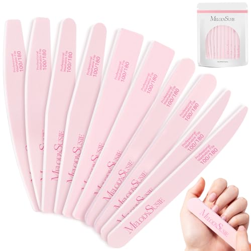 MelodySusie 10Pcs 100/180 Grit Nail Files Emery Boards Set Pink - size: 10Pcs Mix Shape