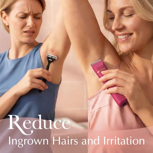 RISINA 2-in-1 Bikini Trimmer for Women, Self Care Gifts, Electric Shaver - color: Berry Red