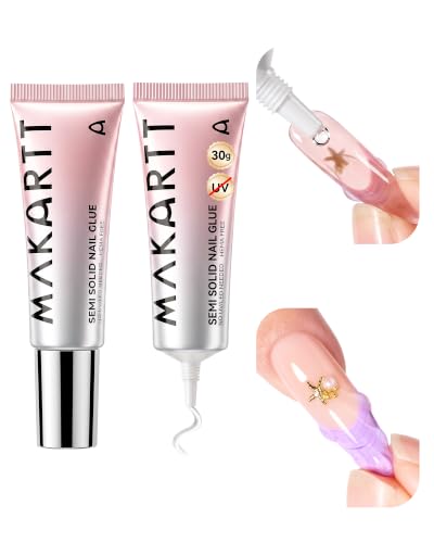 Makartt Press on Nail Glue: 30ML 2 Pcs Large Tubes, Semi-Solid, 20s Air Dry - size: 30ML*2 Packs