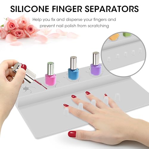 Nail Polish Holder, 2 in 1 Silicone Hand Rest Mat -Grey - color: Grey