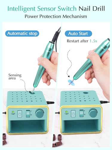 Nail Drill Machine Electric Nail File，All in One Nail Drill Set for Manicure Pedicure, Green - color: Green