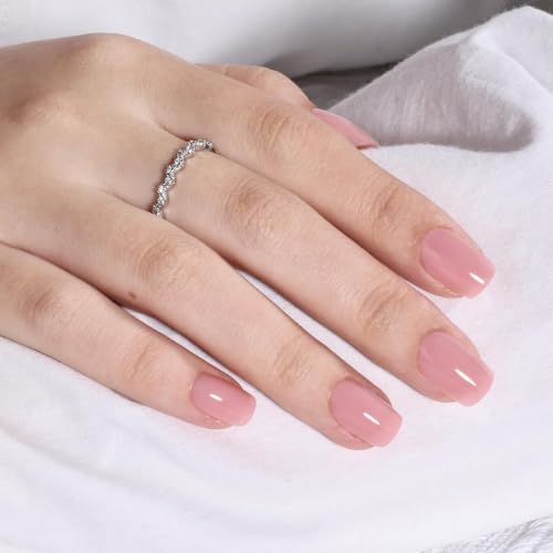 Light Pink Nude Press On Nails, Short Square, Glossy Blush Glue On Nails - color: A10-Pink Nude