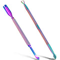 2PCS Chameleon Rainbow Cuticle Pusher Tool and Scraper Nail Pusher - color: Chameleon / Rainbow