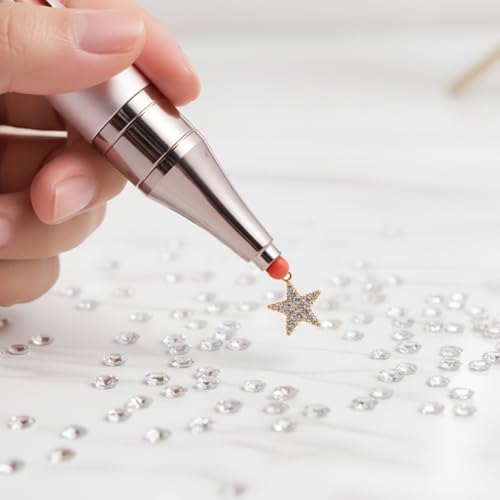 Diamond Art Wax Refills, 4-Pack Wax Pencil for Rhinestones, Wax Tips for Rhinestone Tool, Rhinestone Picker Tool, Diamond Painting Wax Pads, 2.4 x 0.6 cm (Red+White)