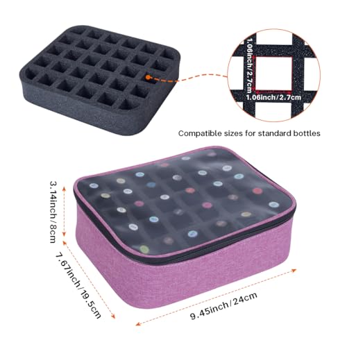 Small Clear Nail Polish Organizer Holds 30 bottles(15ml-0.5fl.oz) Nail Polish Case Multifunctional Nail Polish Bag organizer, Cosmetic Travel Makeup Cases for Women Purple - color: Purple, size: 1Pcs-30 bottles