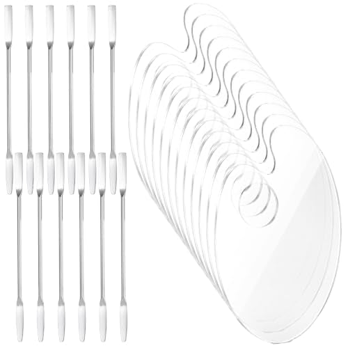12 Pack Acrylic Cosmetic Palette with 12 Spatulas, Clear Makeup Mixing Tray - style: Oval