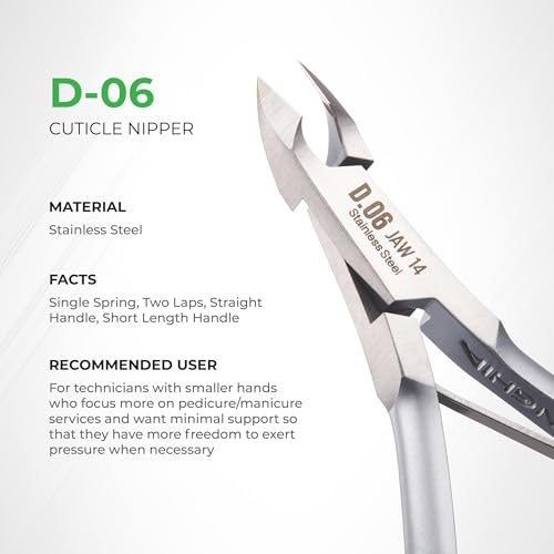 NGHIA Cuticle Nipper - D-06 JAW 16 | Stainless Steel | Durable and Sharp | Ergonomic Design | Grey Plated | Ideal for Salons and Home Use - size: Jaw 16 (6.5 - 7.5 mm)