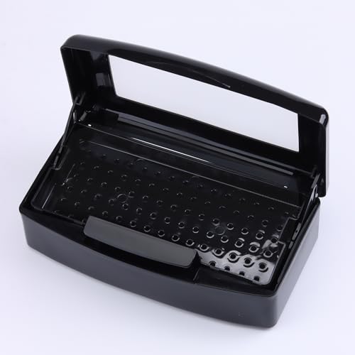 SUTOKAKA Nail Tool Sterilizer Box Plastic Disinfectant Container, Black - color: Liftable Black