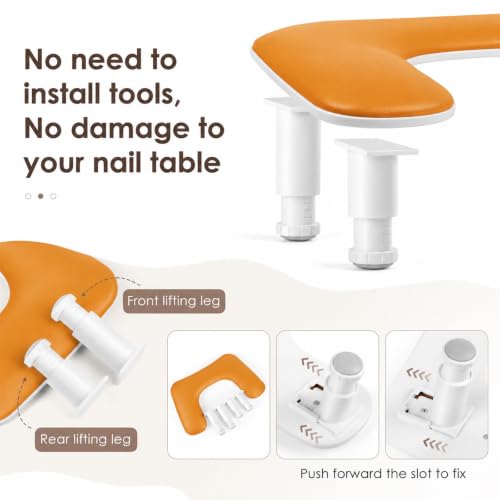 Manicure Arm Rest for Nails Tech: U-shaped Adjustable Nail Armrest - Brown PU Leather Hand Stand Rest for Manicurists - color: Brown-U2