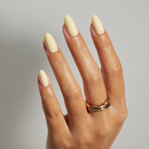 LAMIMOSA 32Pcs Butter Yellow Press On Nails Short Almond, BUTTERCUP - color: BUTTERCUP